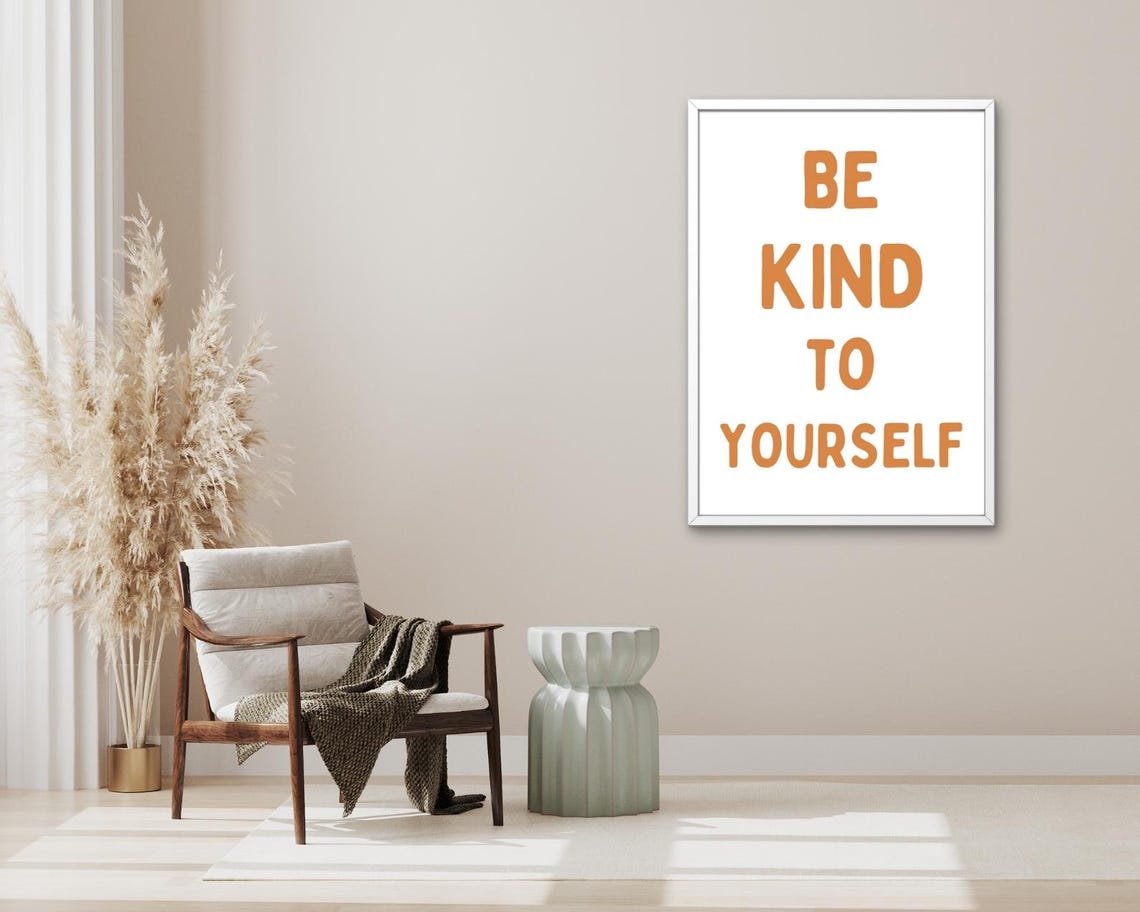 Be Kind To Yourself Orange Retro Typography Self Care Poster - Image 3
