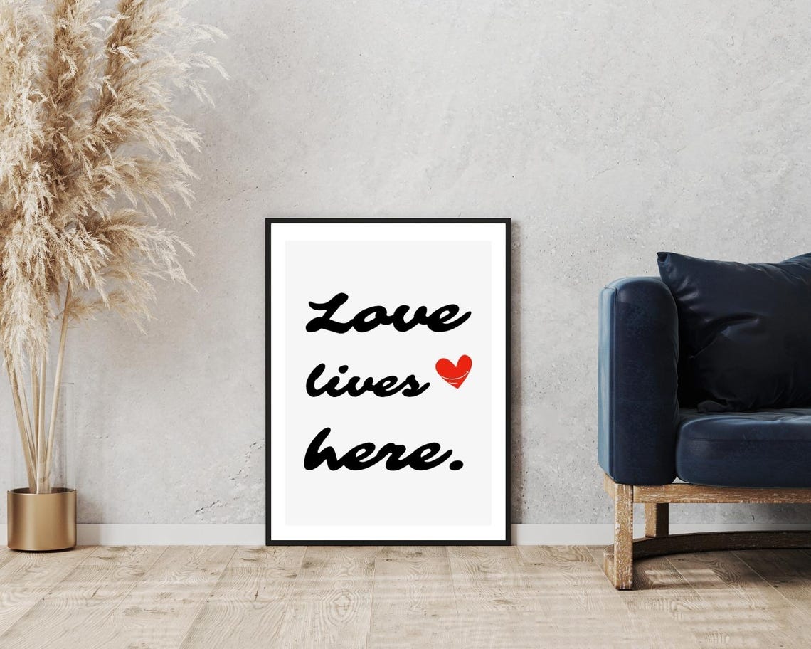 Love Lives Here Quote Script Typography Heart Warm Minimalist Poster - Image 5