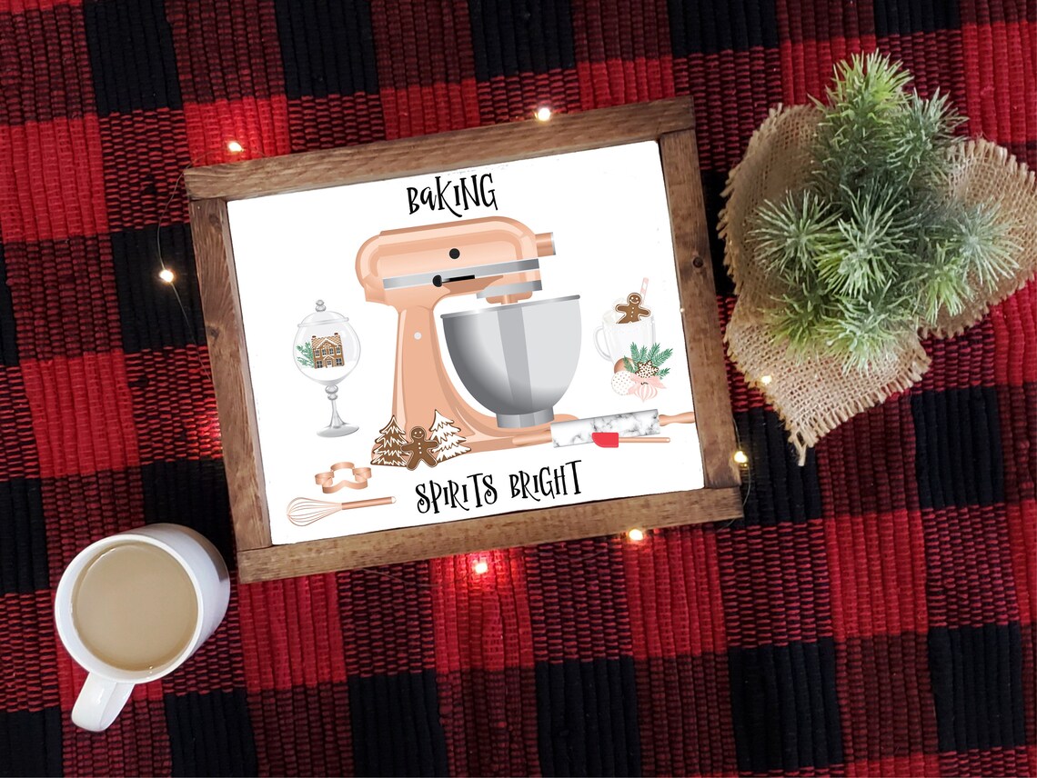 Rose Gold Stand Mixer Baking Spirits Bright Christmas Kitchen Poster - Image 2