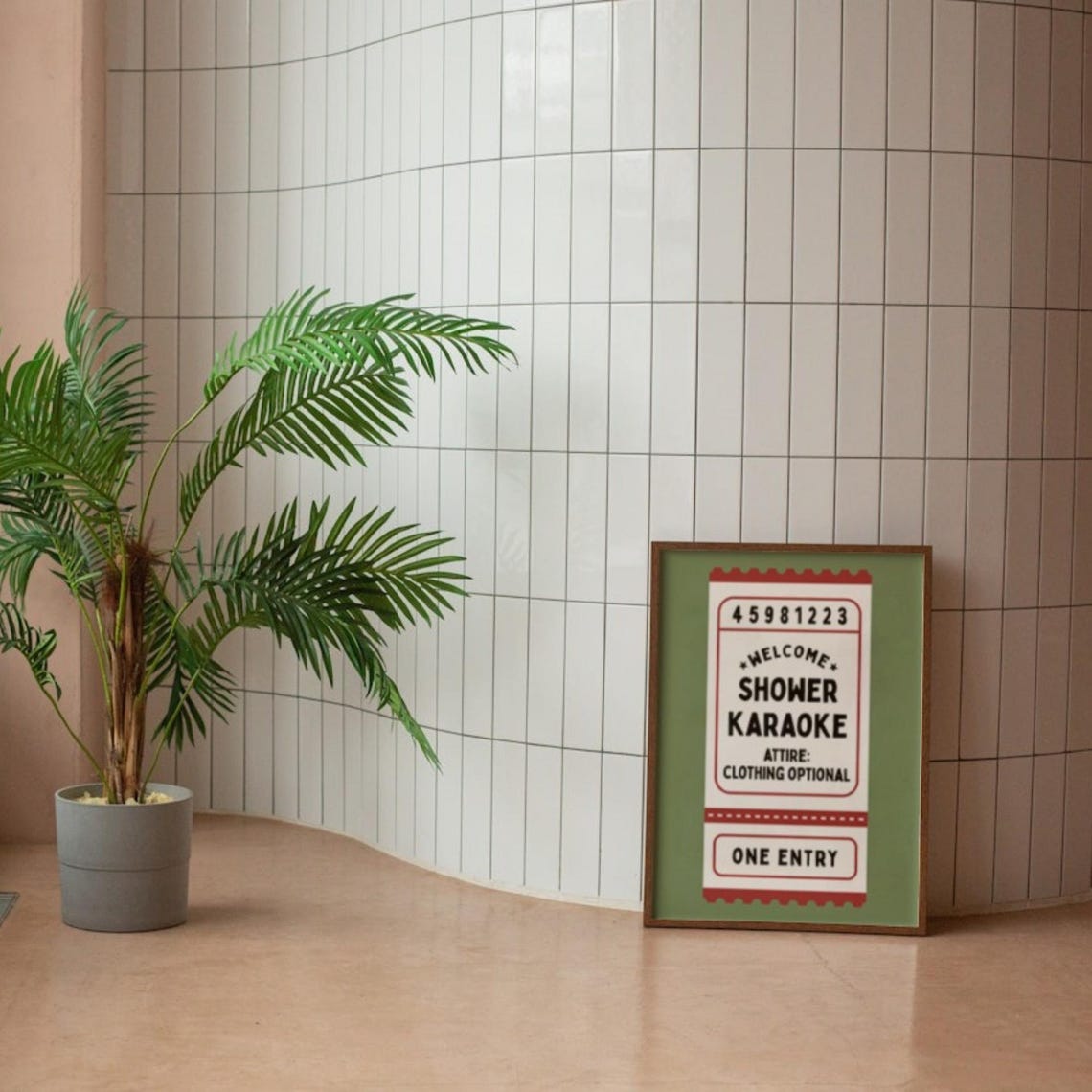 Shower Karaoke Ticket Stub One Entry Funny Bathroom Decor Poster - Image 2