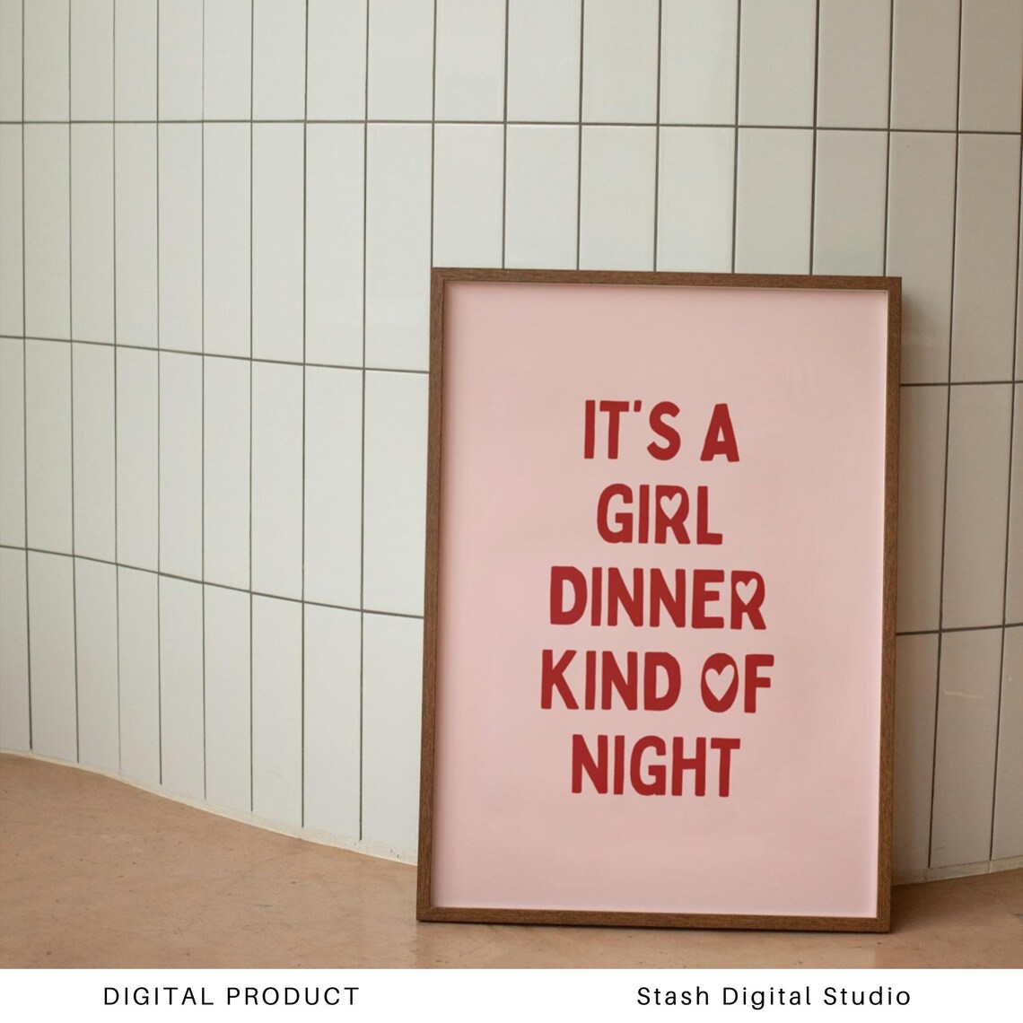 It's A Girl Dinner Kind Of Night Pink Red Trendy Kitchen Poster - Image 3