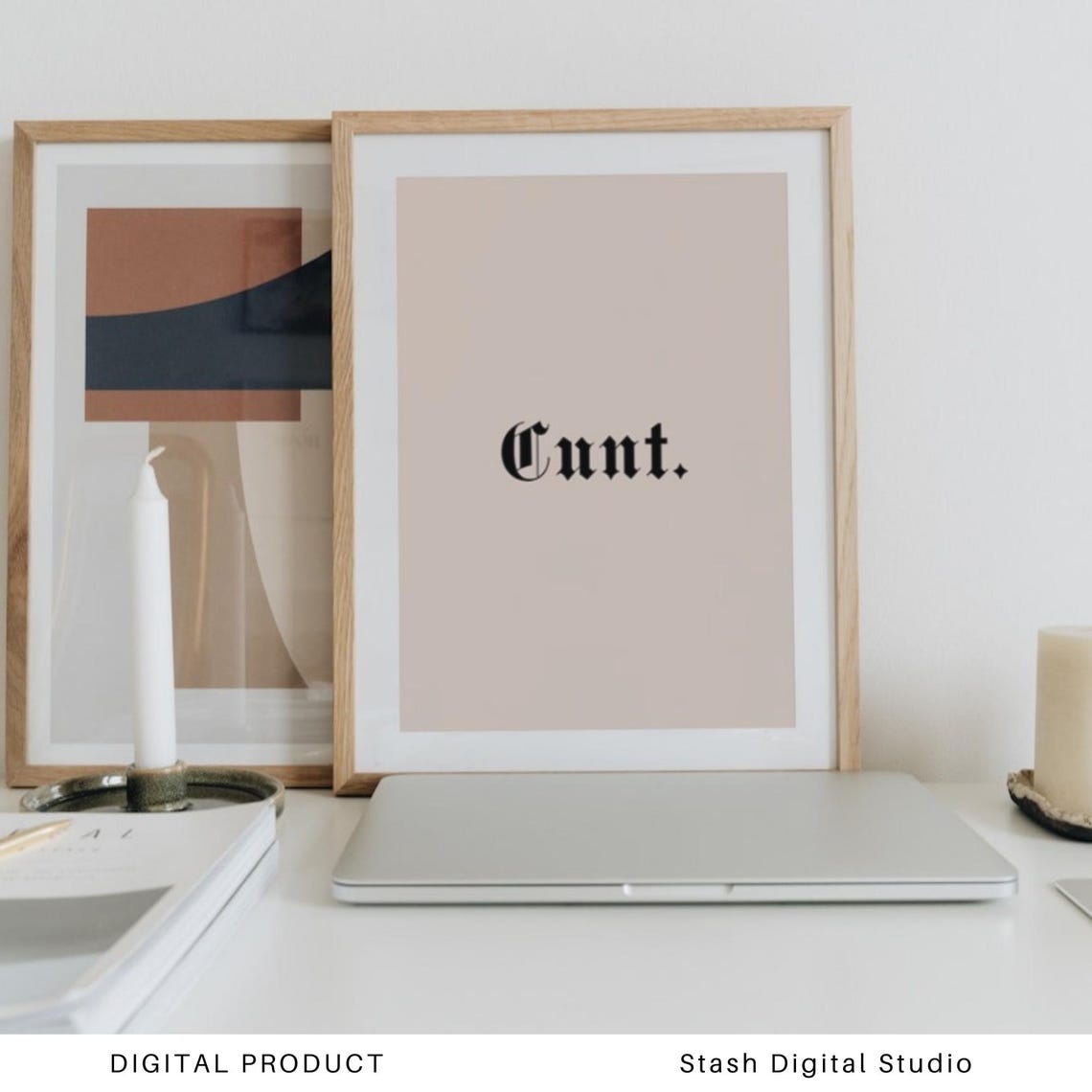 Cunt Gothic Blackletter Swear Word Rude Sarcastic Quote Poster - Image 2