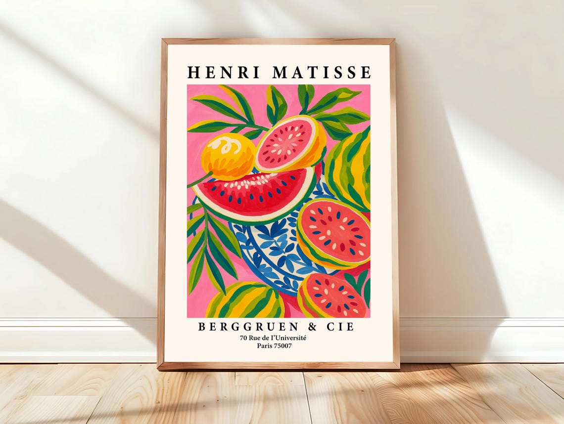 Henri Matisse Watermelon Still Life Pink Bold Fruit Fauvist Art Poster