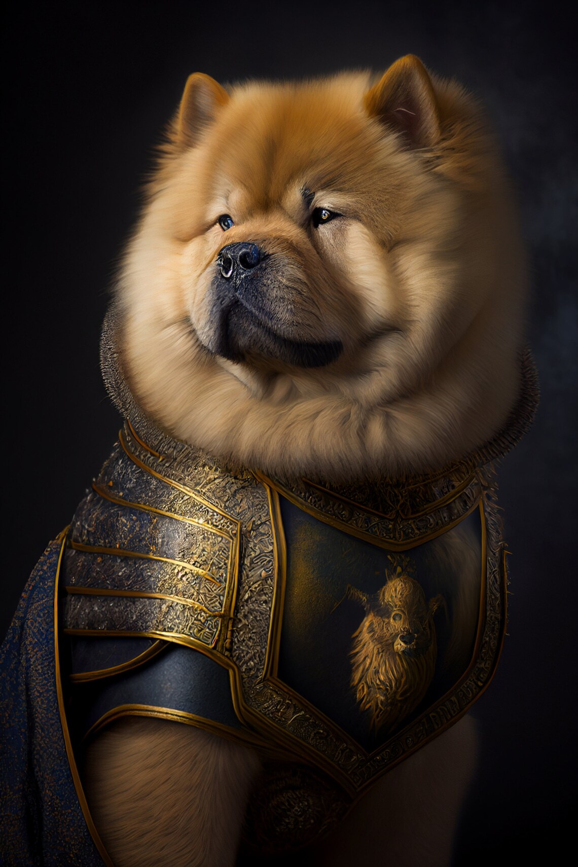 Chow Chow Dog in Medieval Armor Royal Pet Portrait Art Poster - Image 2