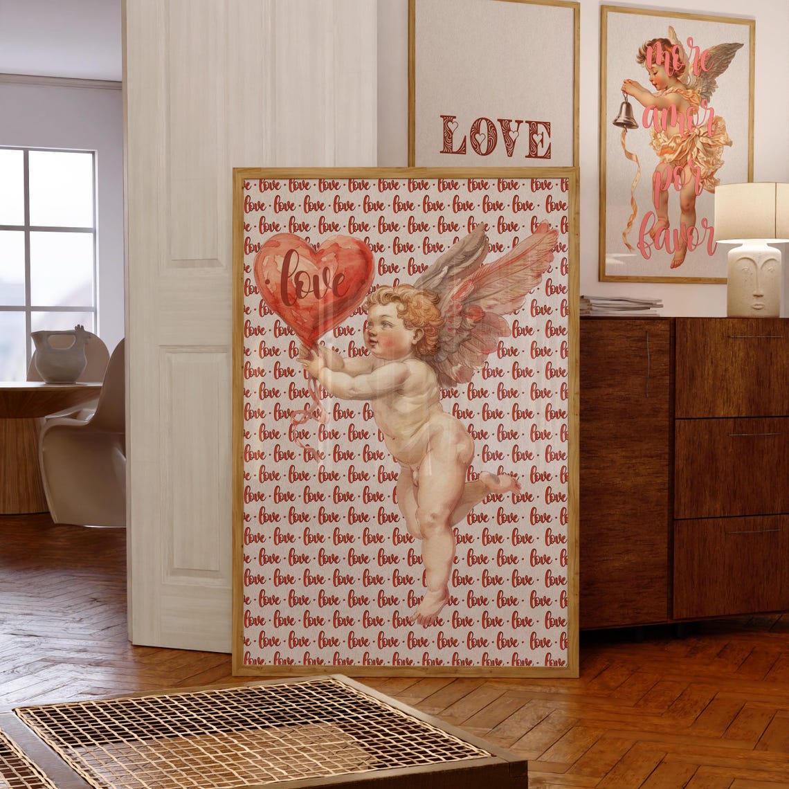 Cupids Love Balloon Wall Art Love Print Valentines Day Decor Romantic Wall Art Cute Poster Retro Wall Decor Typography Art - Image 7