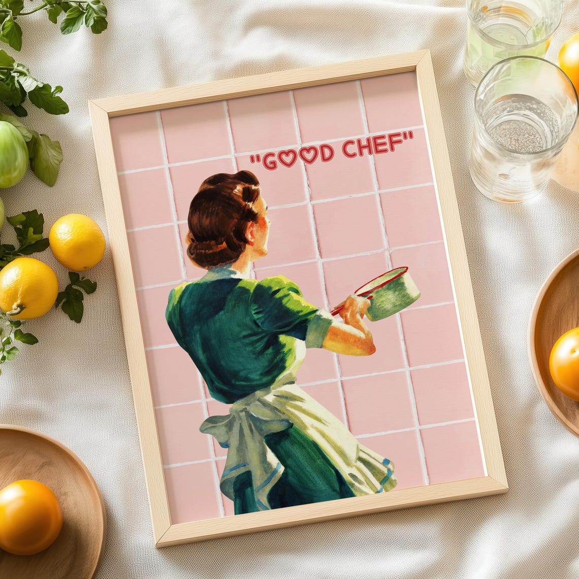 Good Chef Charming Retro Vintage Housewife Cooking Kitchen Wall Art - Image 9