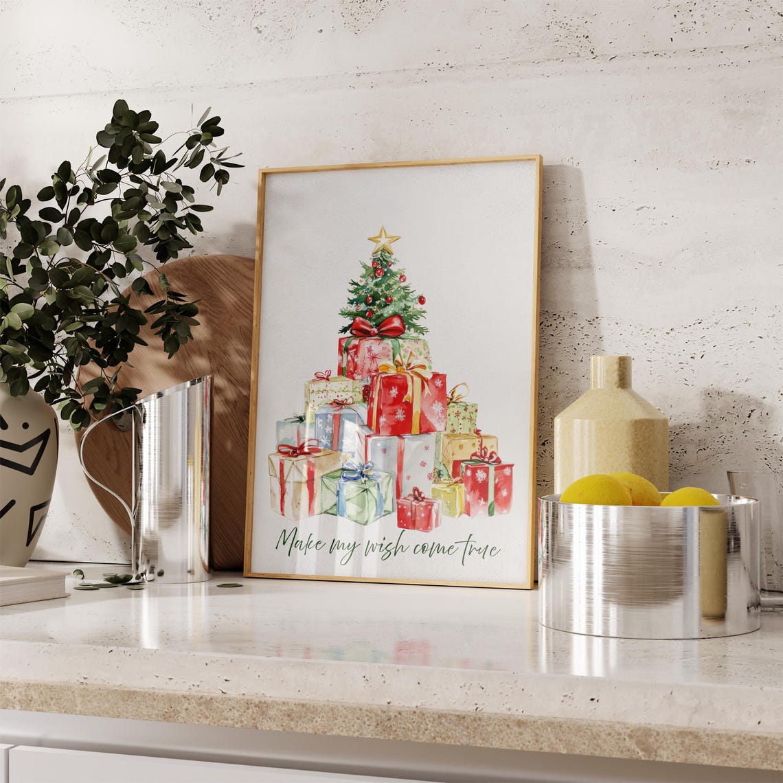Christmas Tree With Gifts Make My Wish Come True Wall Poster - Image 7