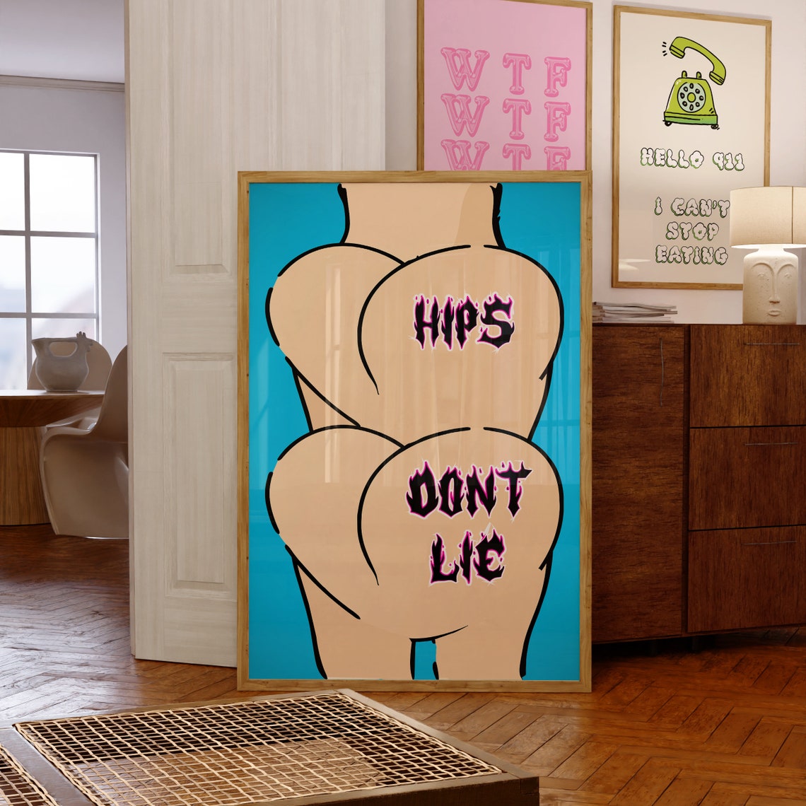 Hips Dont Lie Pop Art Cheeky Funny Bathroom Typography Poster - Image 2