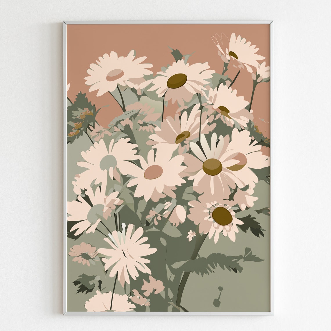 Heartwarming Blush Daisies Wildflower Field Soft Neutral Poster