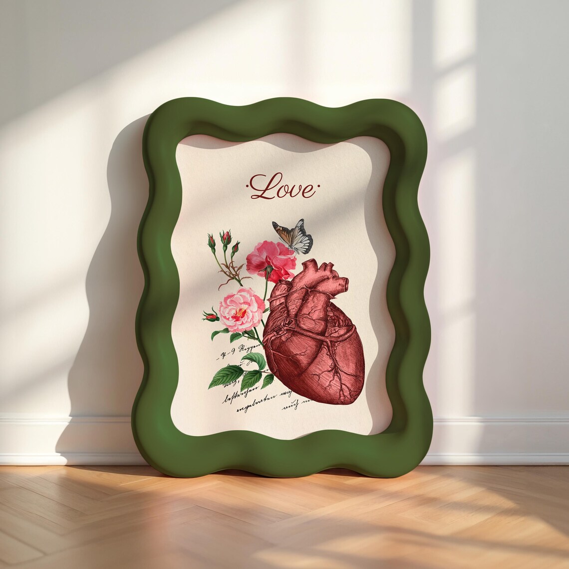 Anatomical Heart With Roses Butterfly Vintage Botanical Love Poster - Image 9