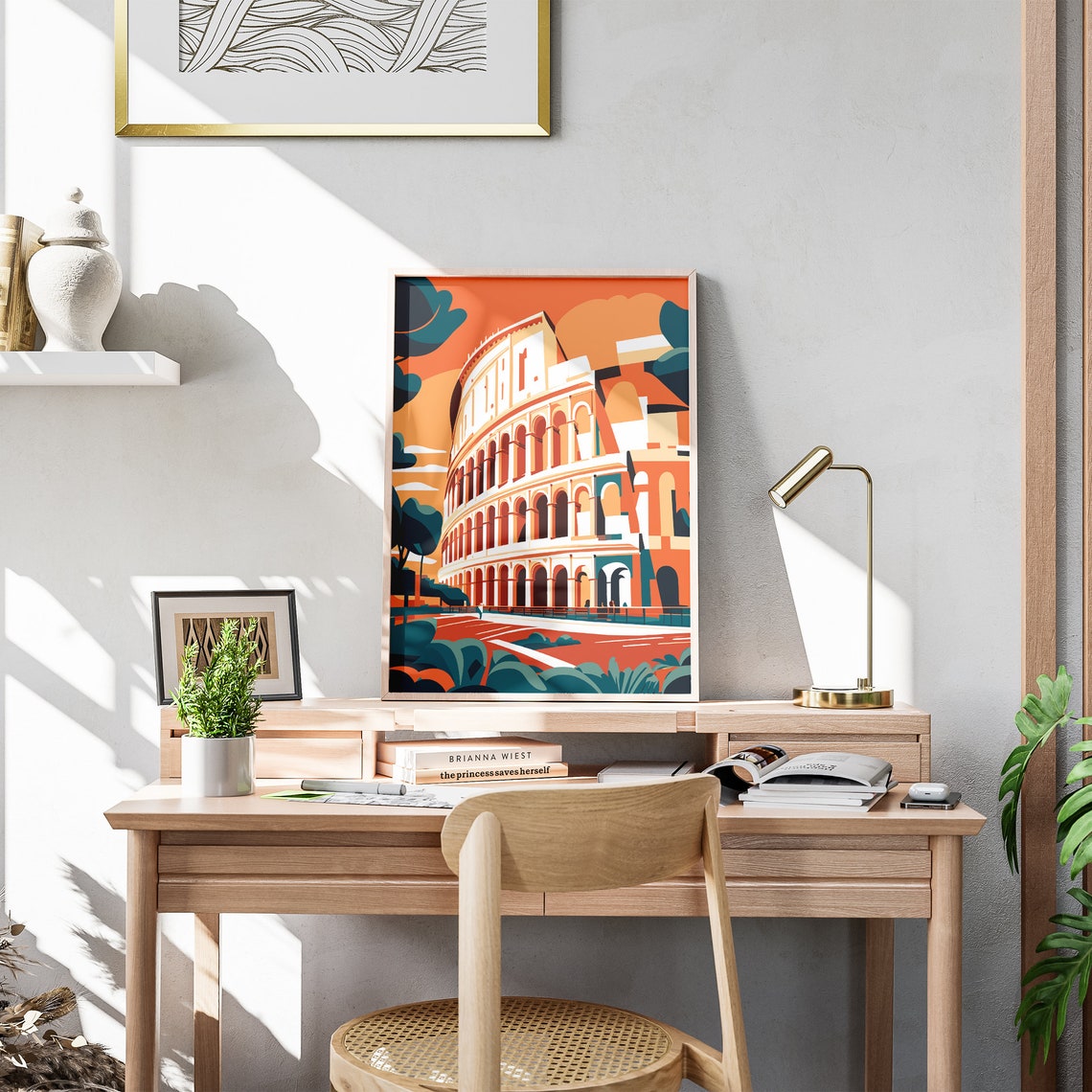 Rome Colosseum Travel Poster City View Illustration Colorful Travel Print Landscape Print Italian Wallart Now Italy - Image 3