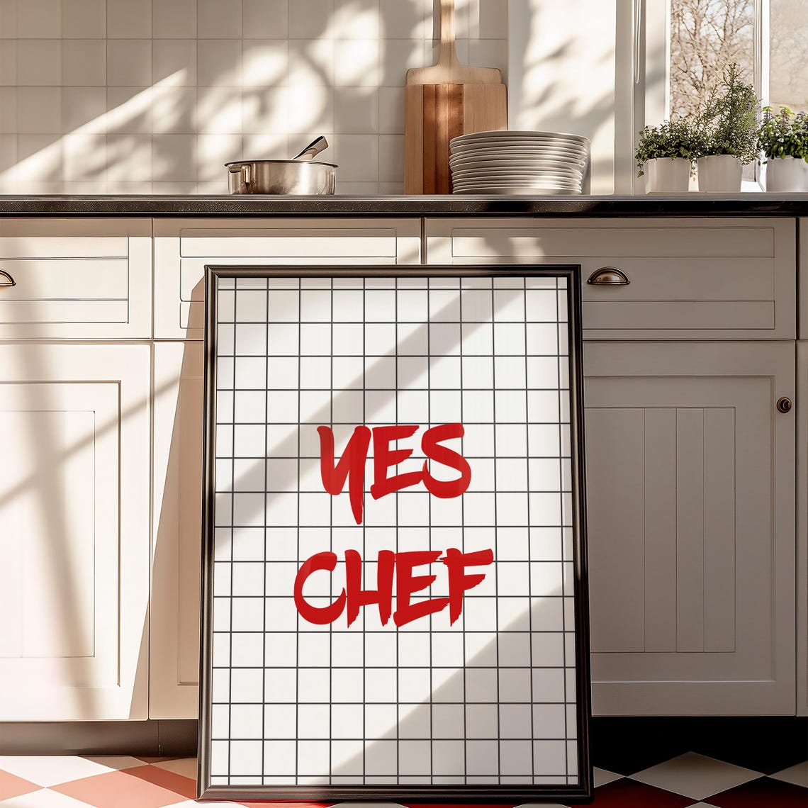 Yes Chef Bold Red Brush Lettering Kitchen Restaurant Wall Art - Image 5
