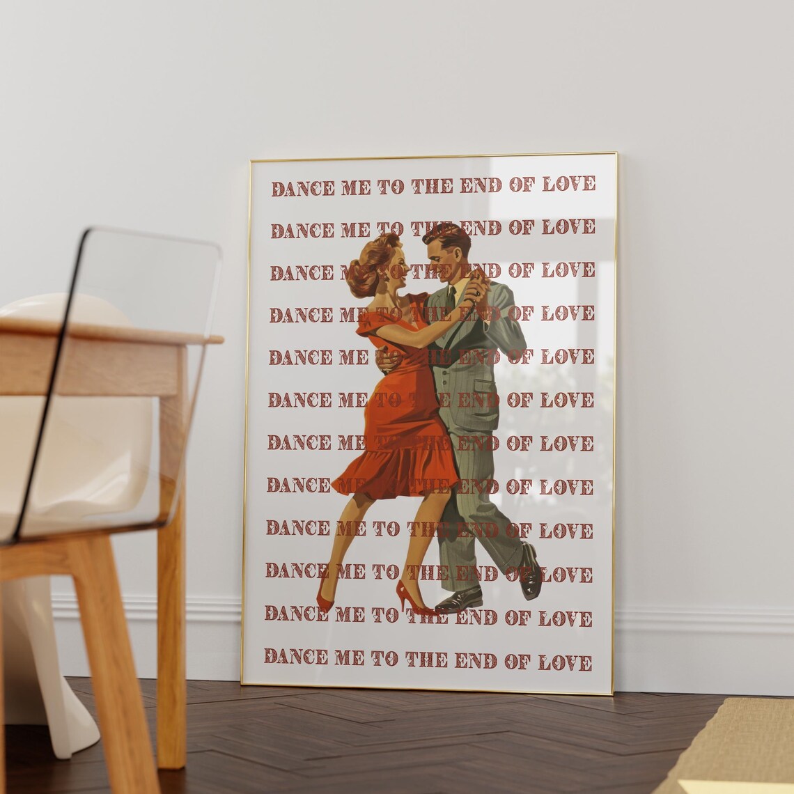 Dance Me to the End of Love Vintage Retro Dancing Couple Wall Art - Image 6