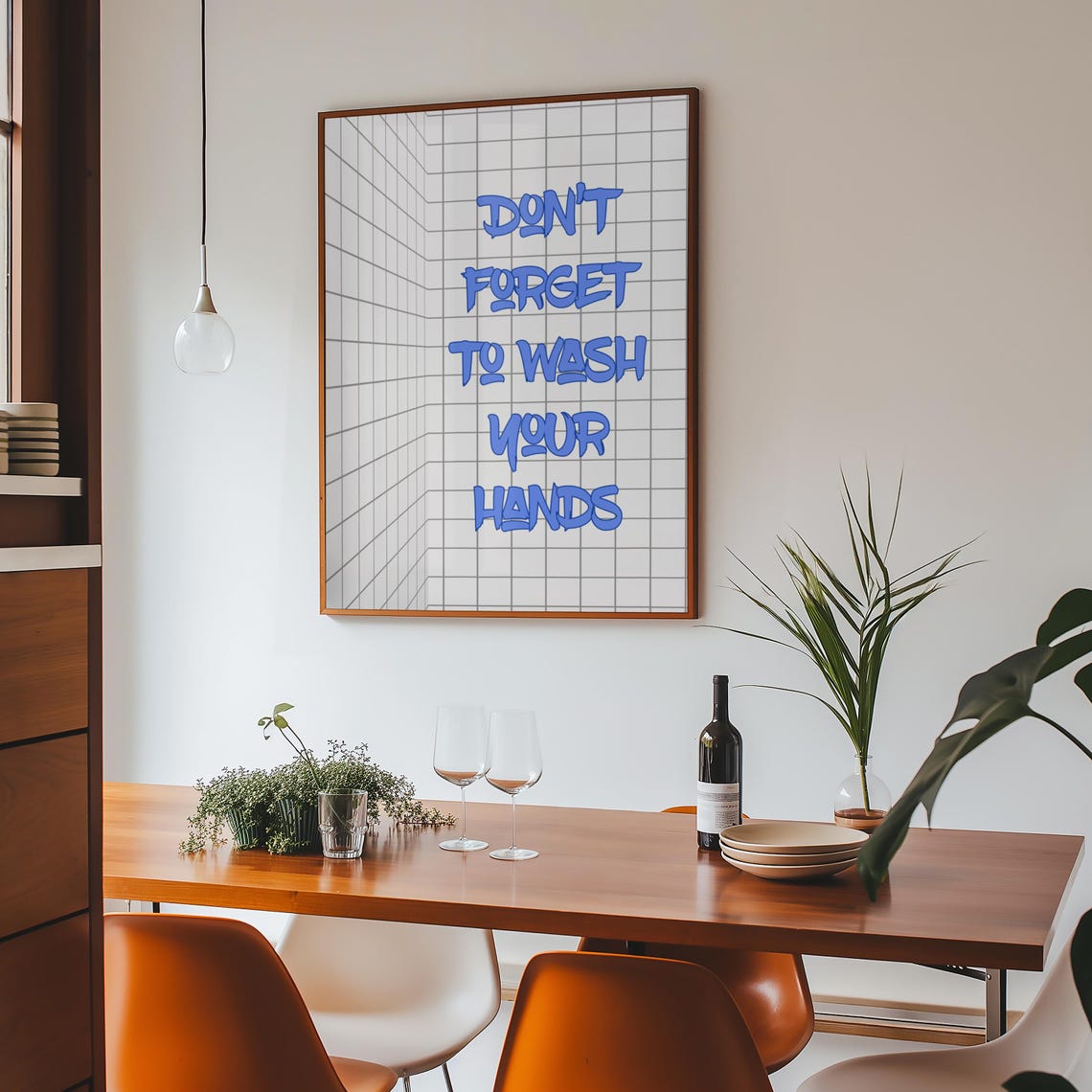 Dont Forget to Wash Your Hands Blue Typography Kitchen Poster - Image 8