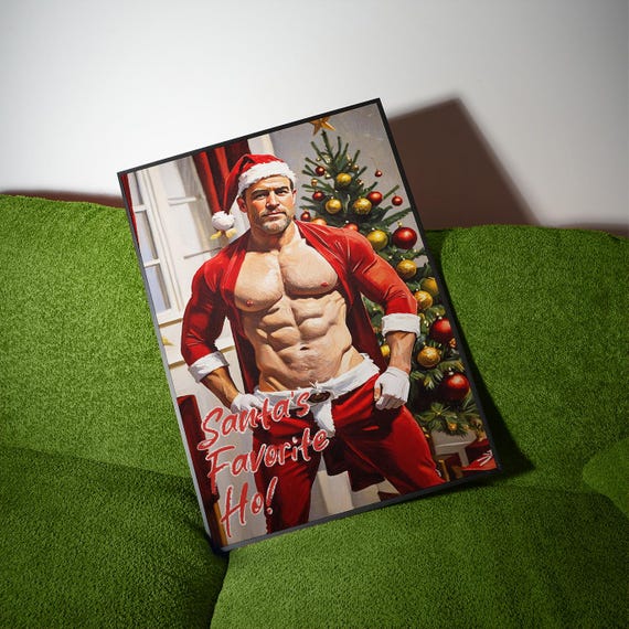 Funny Gay Santa Christmas Poster Holiday Party Wall Art