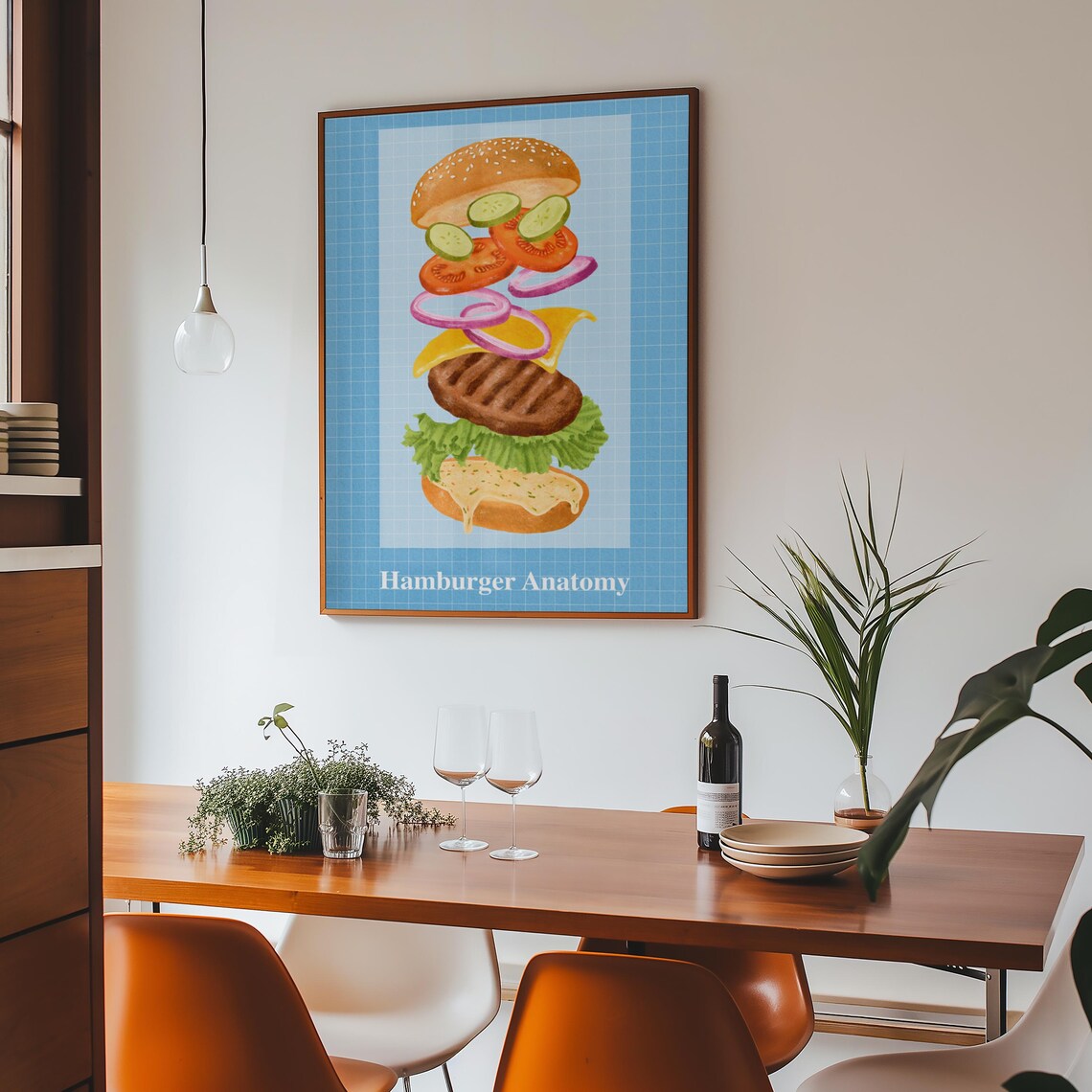 Hamburger Anatomy Exploded Burger Food Illustration Wall Art - Image 8
