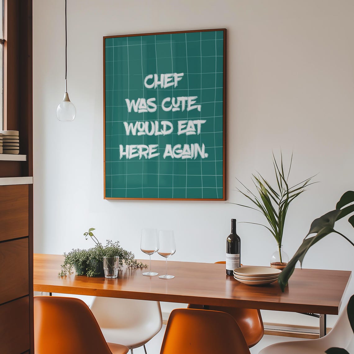 Chef Was Cute Would Eat Here Again Print Aesthetic Kitchen Decor Cute Cooking Art Kitchen Wall Art Poster Chef Art Print Typography Art - Image 8