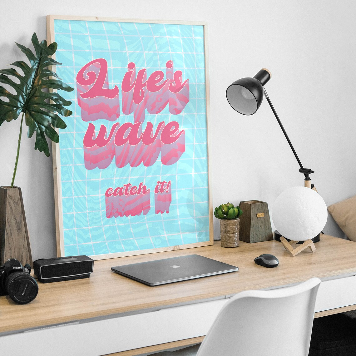 Lifes Wave Catch It Retro Surf Summer Quote Style Wall Poster - Image 4
