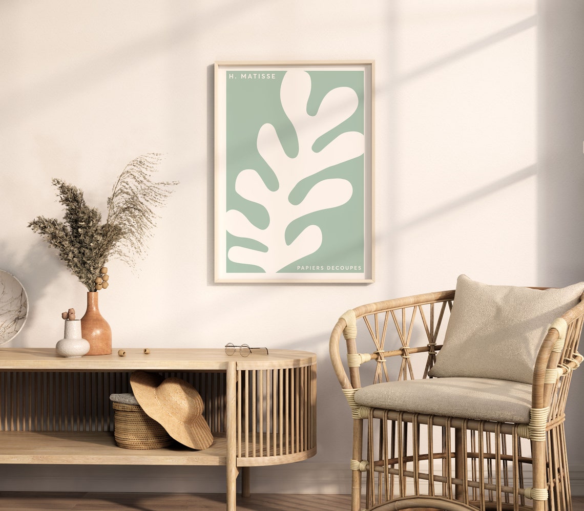 Henri Matisse Papiers Decoupes Poster Mint Green White Leaf Cutout - Image 5
