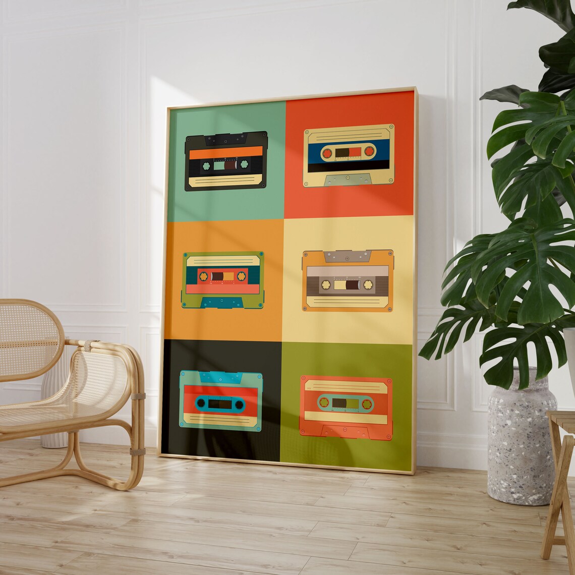 Cassette Tape Pop Art Music Poster, College Room Decor