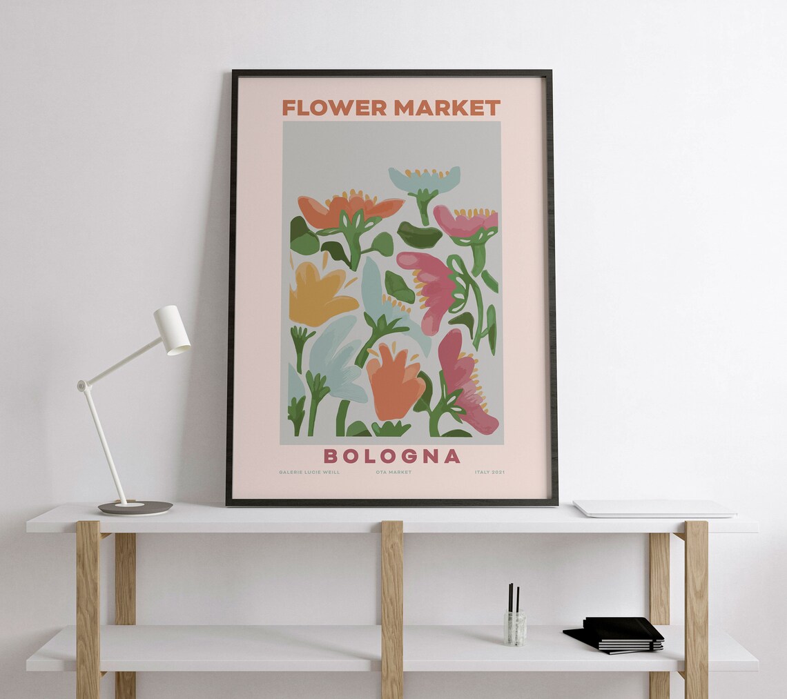 Bologna Flower Market Poster Pastel Bouquet Soft Painterly Floral Art - Image 4