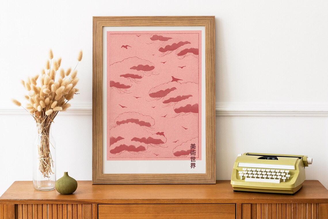 Pink Sky Cloud Japanese Poster Art Print - Image 4