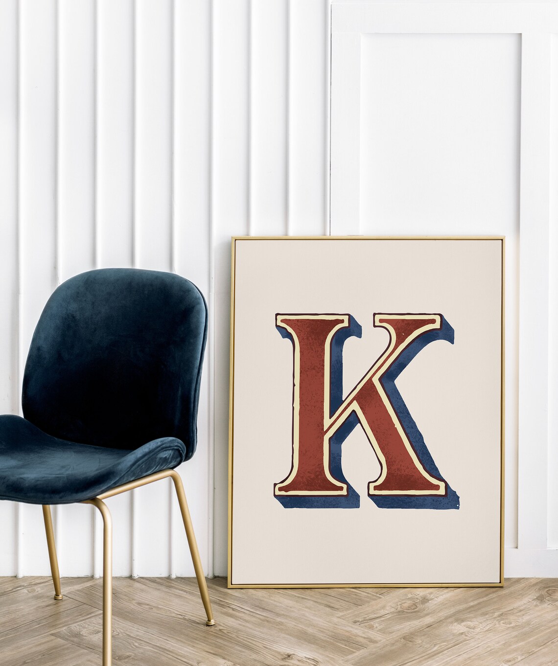 Vintage K Initial Print, Eclectic Typography Poster - Image 3