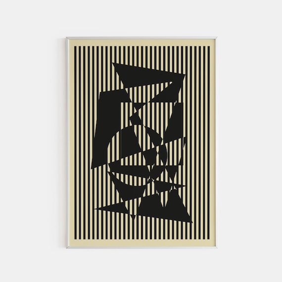 Bauhaus Striped Geometric Black Modernist Abstract Art Poster