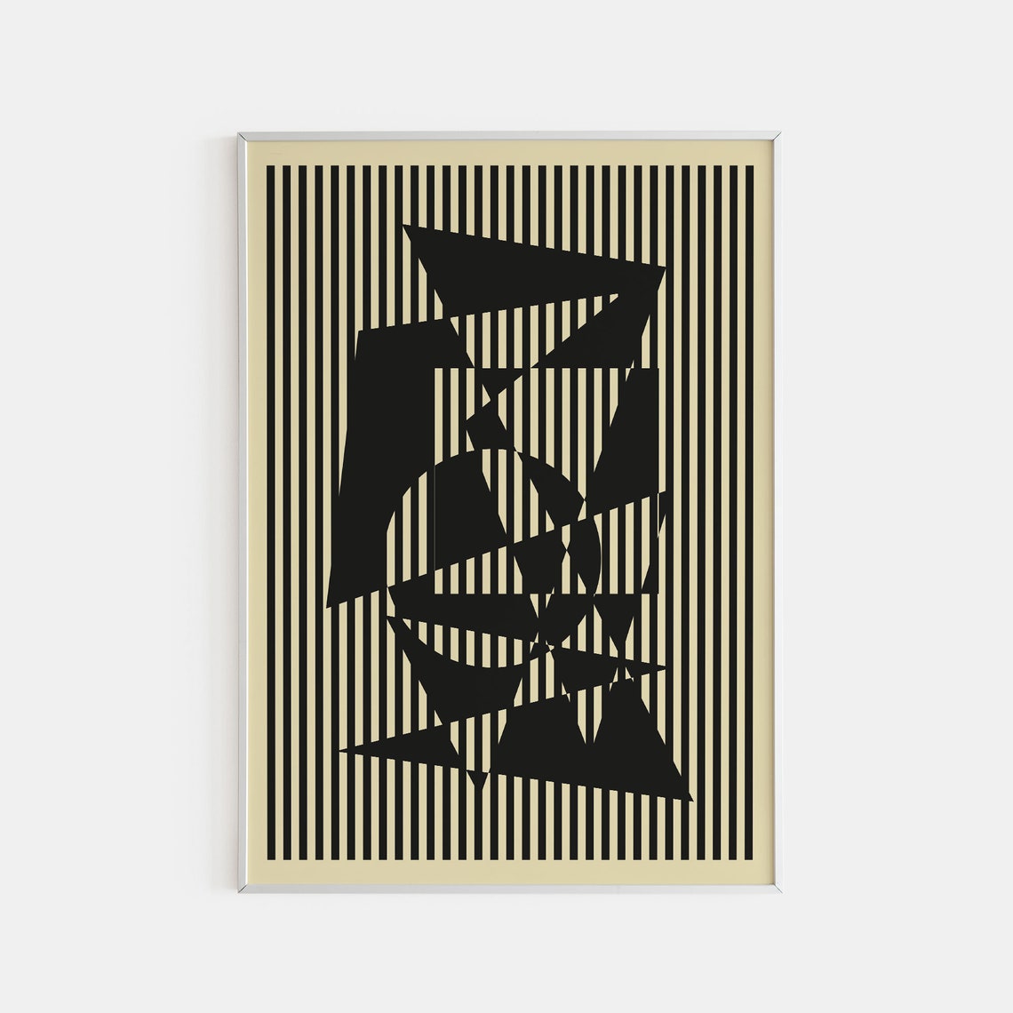 Bauhaus Striped Geometric Black Modernist Abstract Art Poster