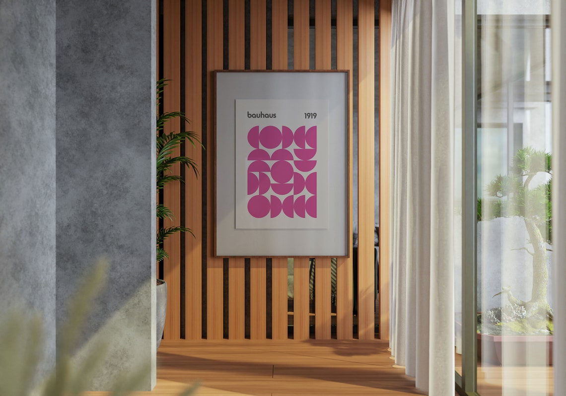 Bauhaus Hot Pink Circle Grid 1919 Minimalist Geometric Poster - Image 4