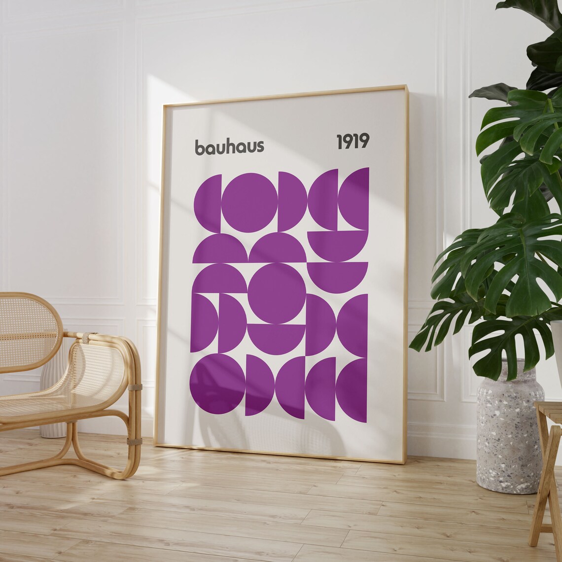 Bauhaus Deep Purple Circle Grid 1919 Minimalist Geometric Print