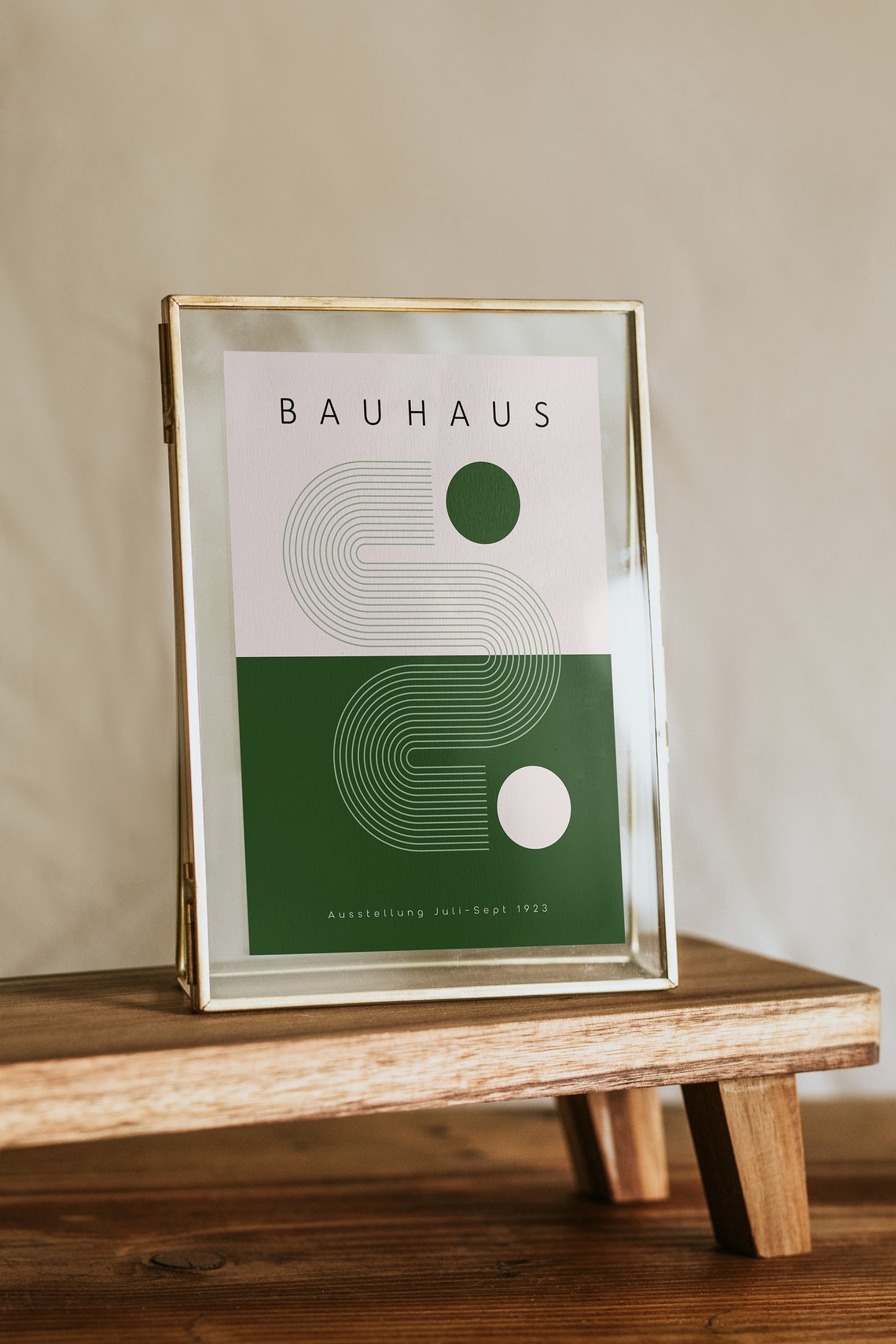 Bauhaus 1923 Exhibition Geometric Abstract Forest Green Vintage Poster - Image 3