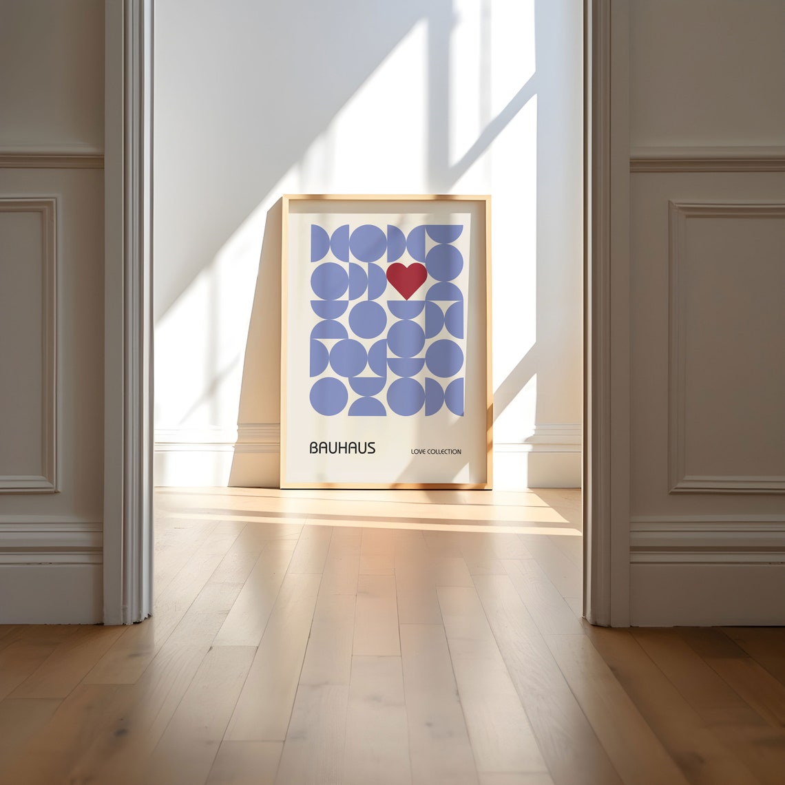 Lilac Blue Geometric Circle Heart Bauhaus Love Collection Poster - Image 5