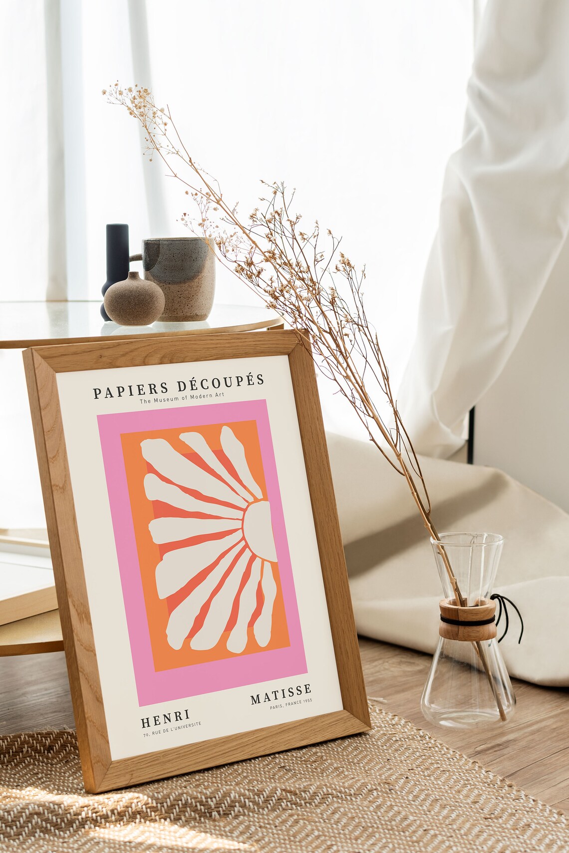 Matisse Beige Flower Poster, 60s Retro Botanical - Image 4