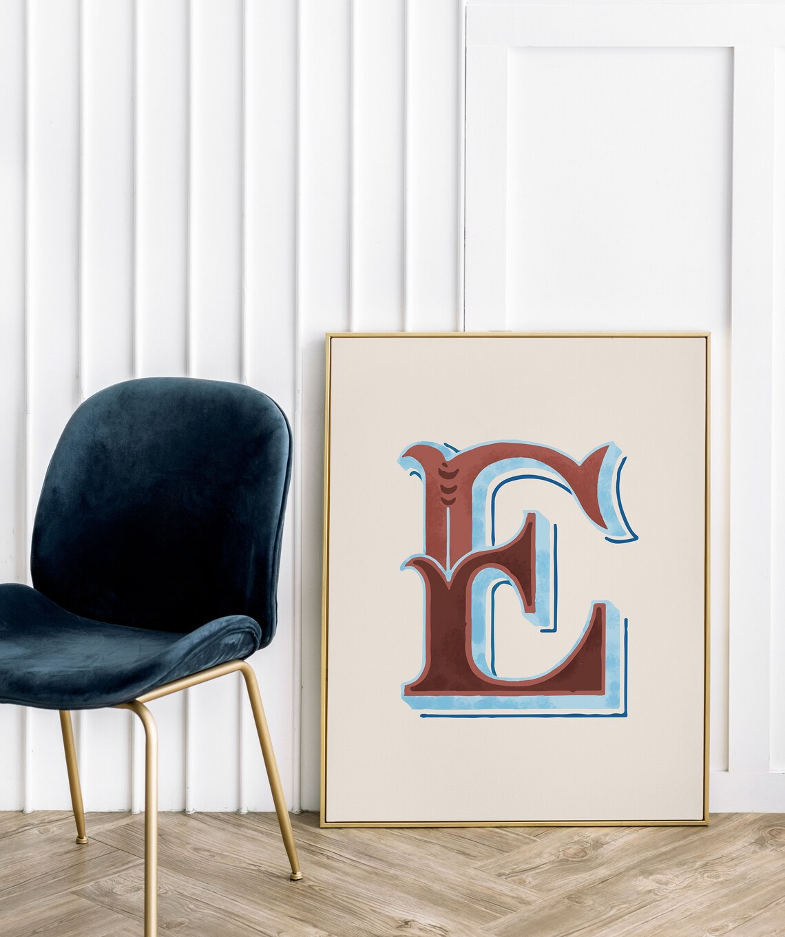 Vintage Initial Print Alphabet Poster, Nursery Decor - Image 3