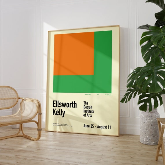 Ellsworth Kelly Museum Gallery Exhibition Poster Greenorange Print Midcentury Print High Quality