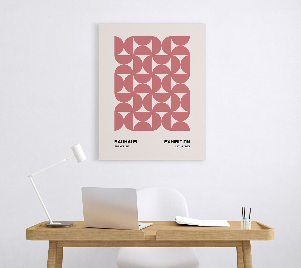 Bauhaus Frankfurt Exhibition Rose Pink Circle Grid 1923 Poster - Image 3