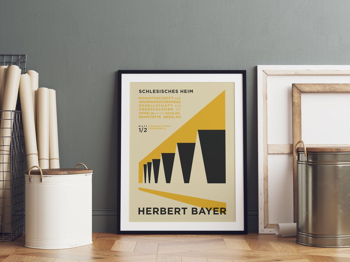 Herbert Bayer Schlesisches Heim Yellow Geometric Bauhaus Poster - Image 5