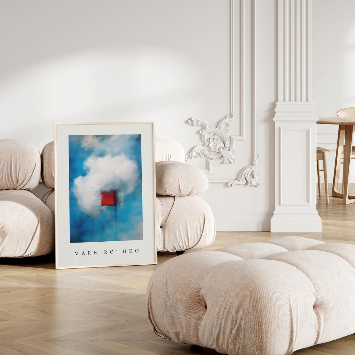 Mark Rothko Style Red Cube in Clouds Blue Sky Abstract Poster - Image 4