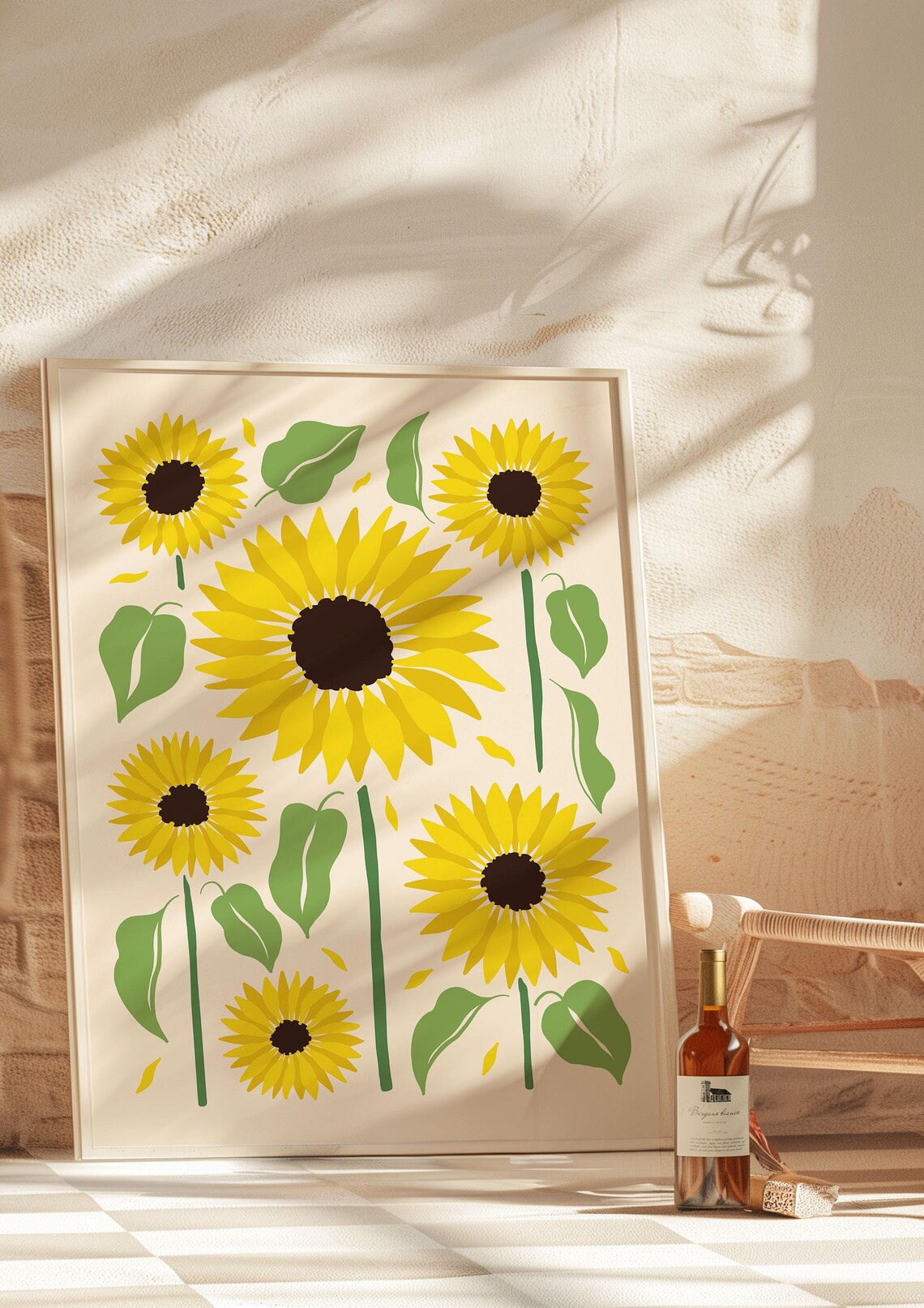 Towering Sunflower Maximalist Flower Market Illustration Poster - Image 3