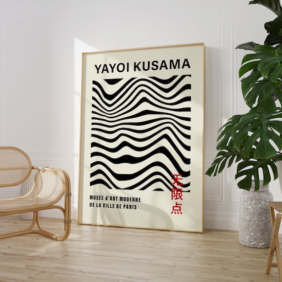 Yayoi Kusama Exhibition Poster, Minimalist Japanese Decor