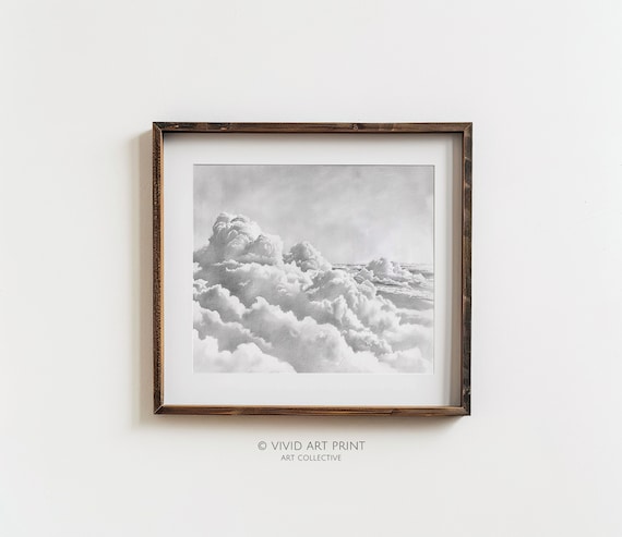 Pencil Sketch Wall Art Sea Of Clouds Instant Home Decor Vivid Art Print C 352