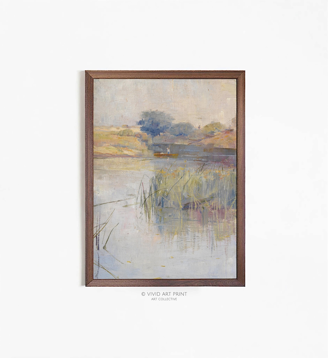 Vintage Landscape With A Boat, Antique Decor