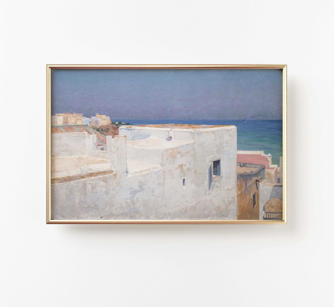 Vintage Mediterranean Terraces Of Tangier Art Print - Image 3