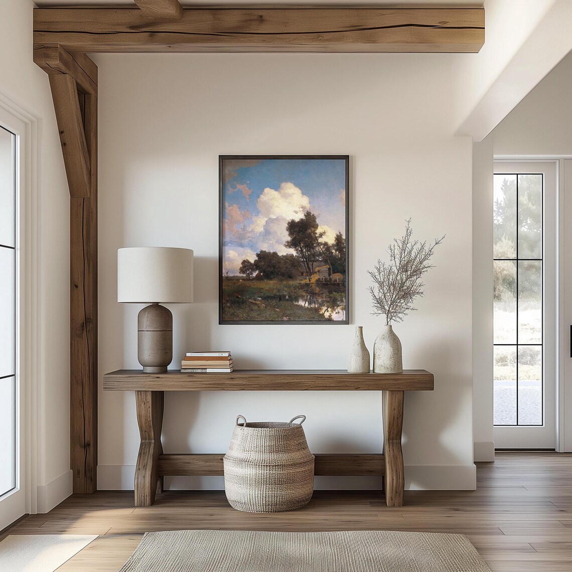 Rustic Farmhouse Vintage Landscape Art Print - Image 3