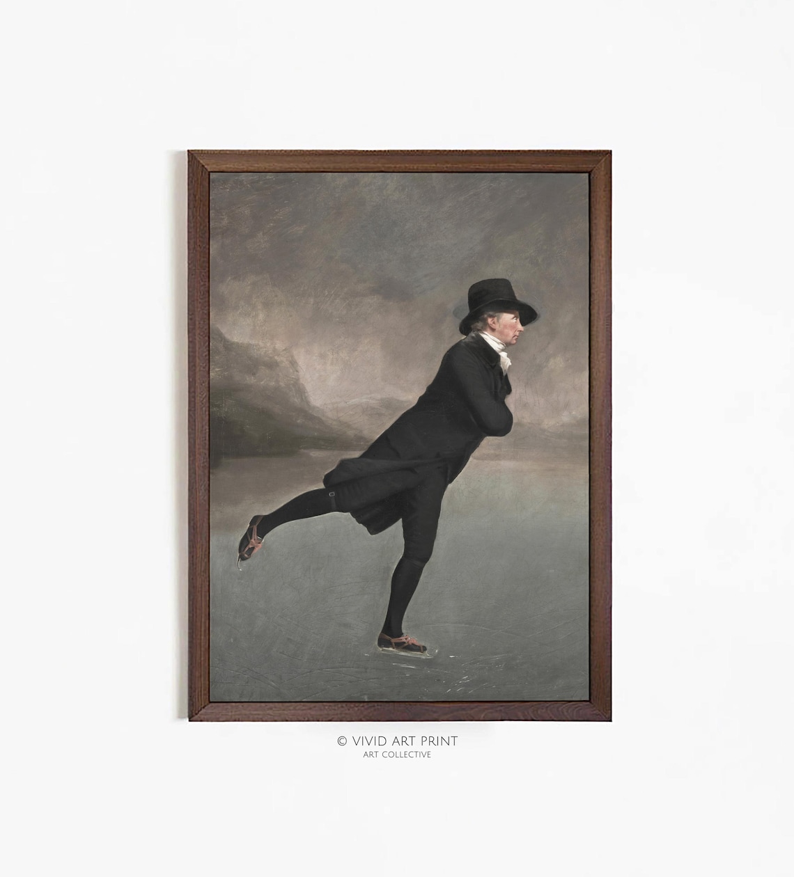 Winter Portrait Skater, Vintage Romantic Painting