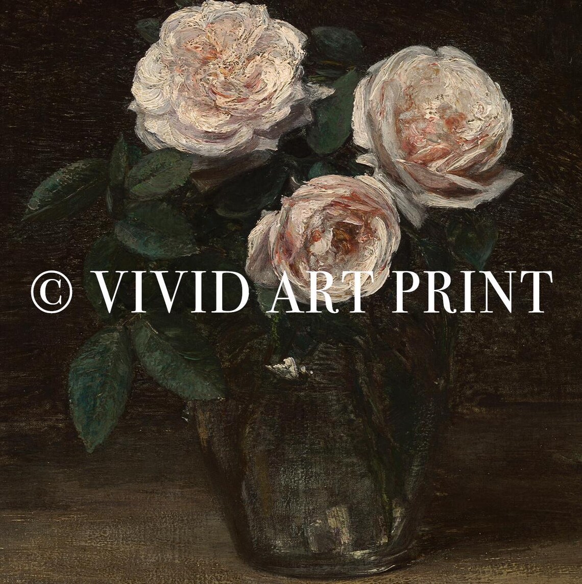 Spring White Roses Botanical Painting, Moody Decor - Image 4