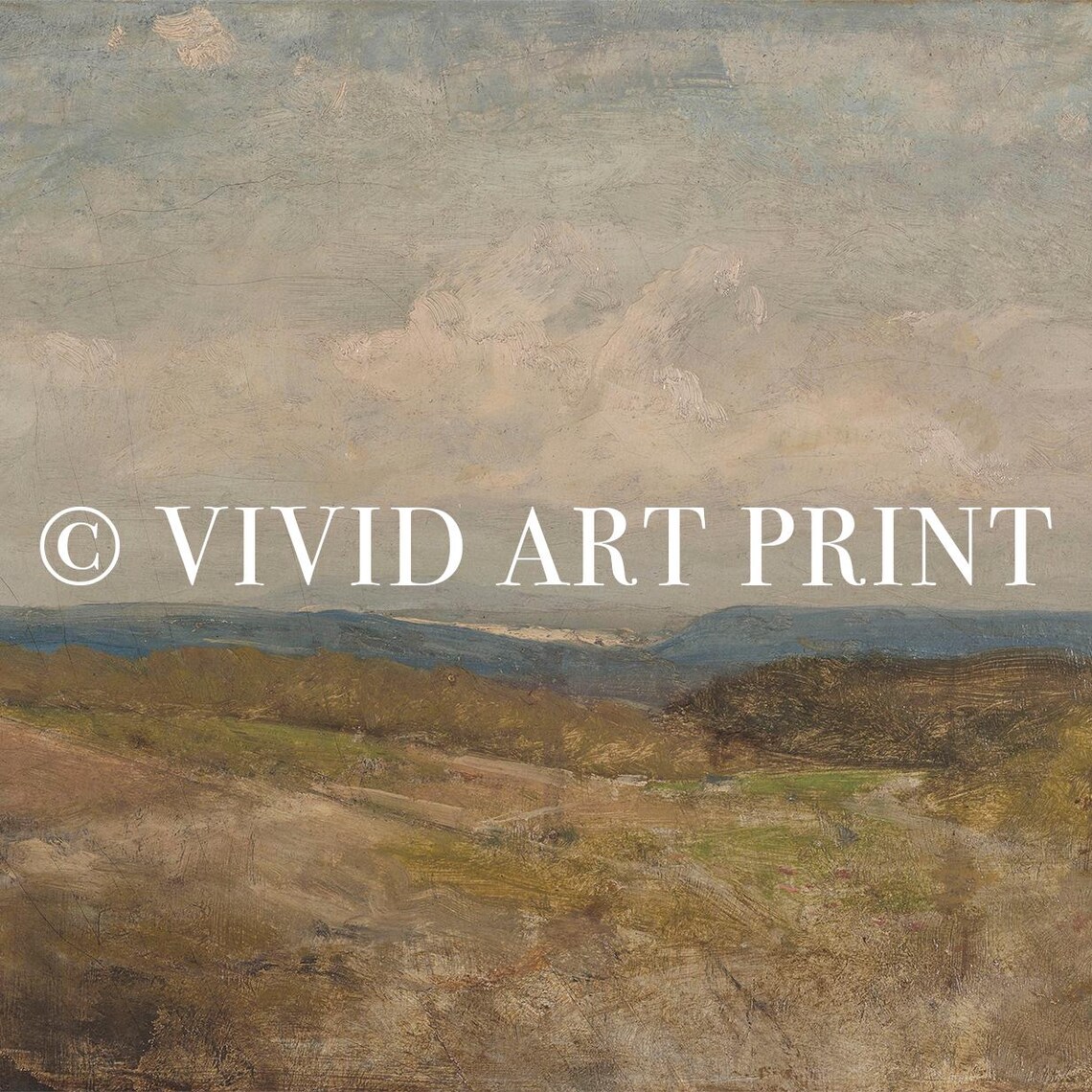 Neutral Rolling Hills Landscape, Vintage Rustic Art Print - Image 4