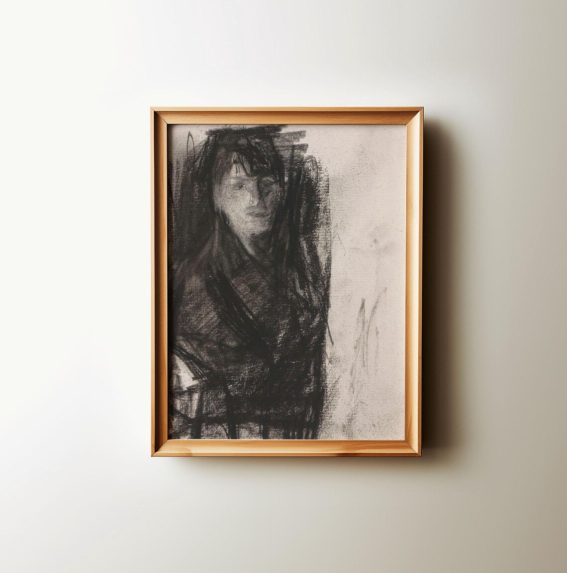 Vintage Abstract Figure Study, Moody Charcoal Drawing - Image 2