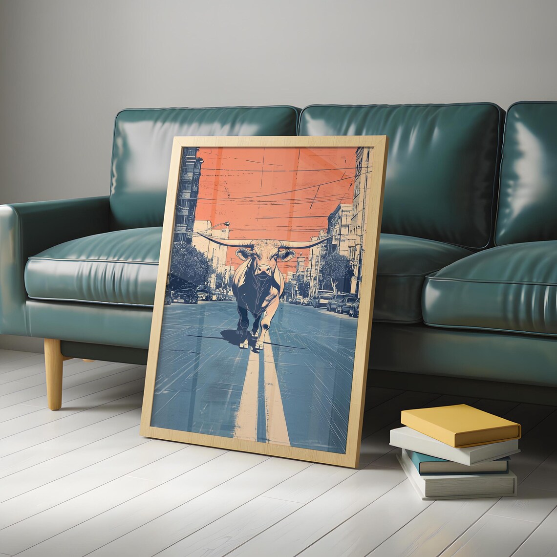 Texas Longhorn Wall Art, Urban Cityscape Poster Print - Image 5